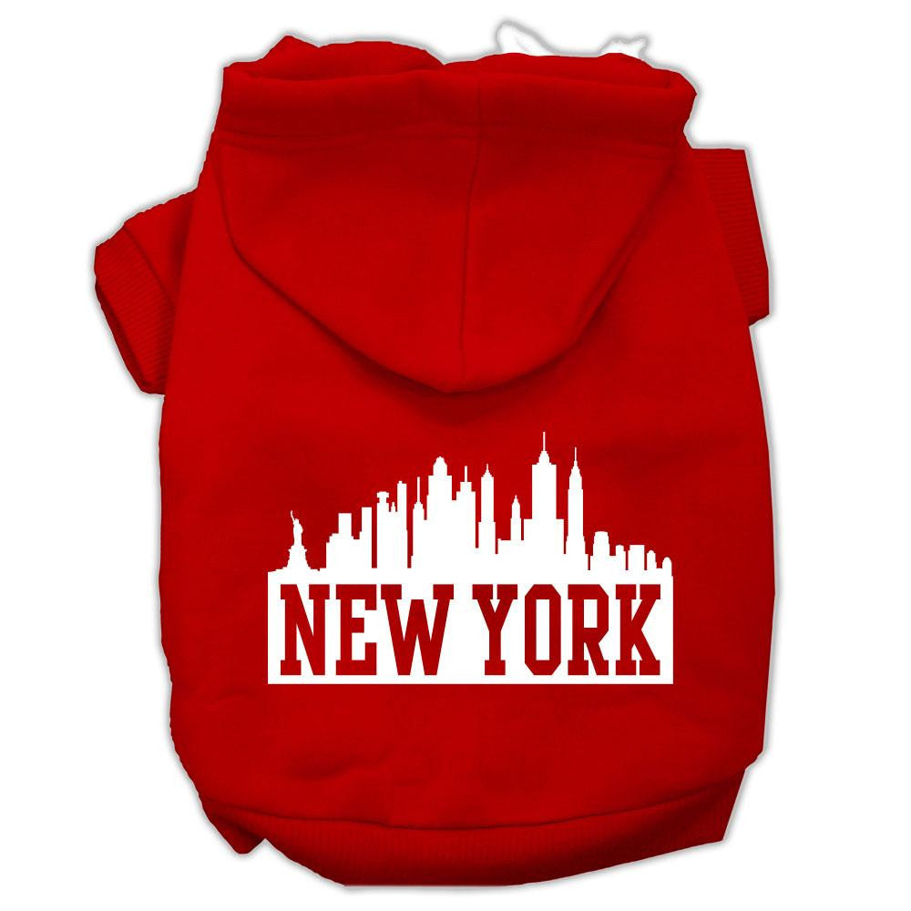 New York Skyline Screen Print Pet Hoodies Red Size XXL (18)