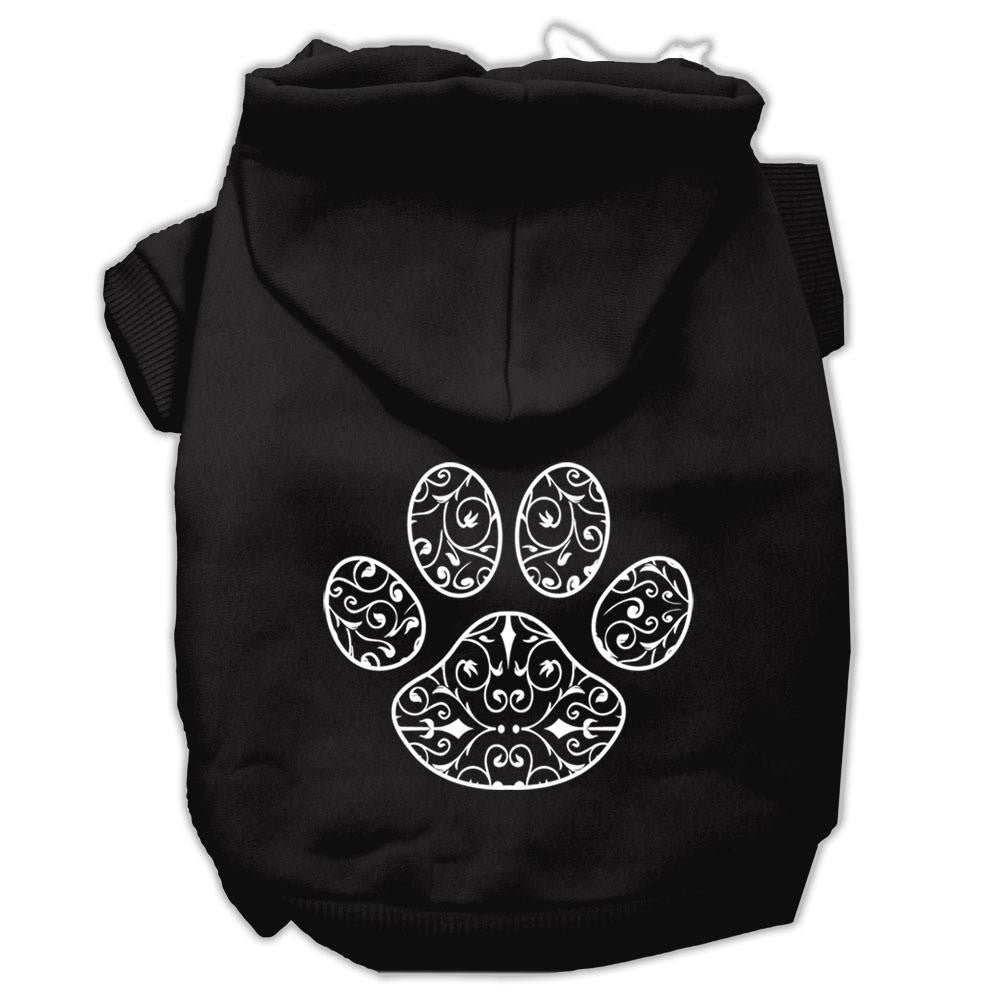 Henna Paw Screen Print Pet Hoodies Black Size Lg (14)