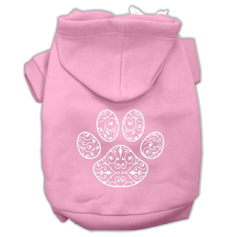 Henna Paw Screen Print Pet Hoodies Light Pink Size Lg (14)