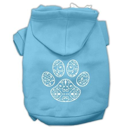 Henna Paw Screen Print Pet Hoodies Baby Blue Size Xs (8)