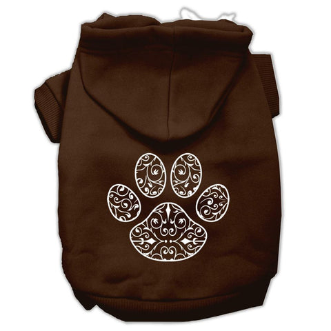 Henna Paw Screen Print Pet Hoodies Brown Size XXXL (20)