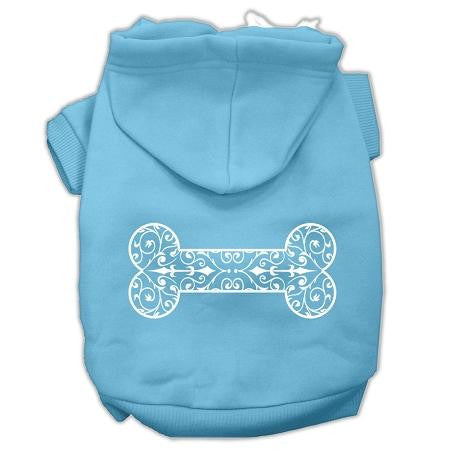 Henna Bone Screen Print Pet Hoodies Baby Blue Size Lg (14)