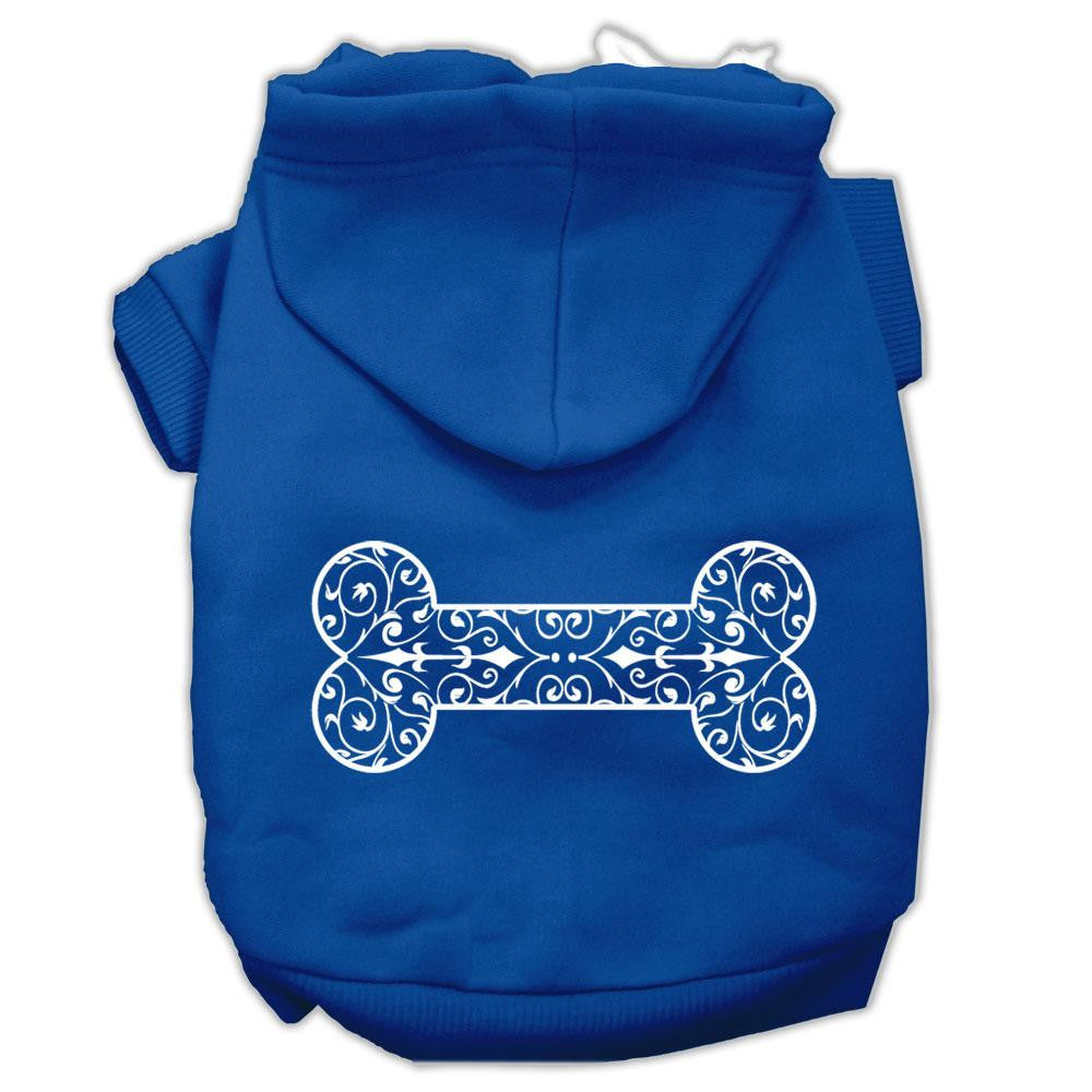 Henna Bone Screen Print Pet Hoodies Blue Size Lg (14)