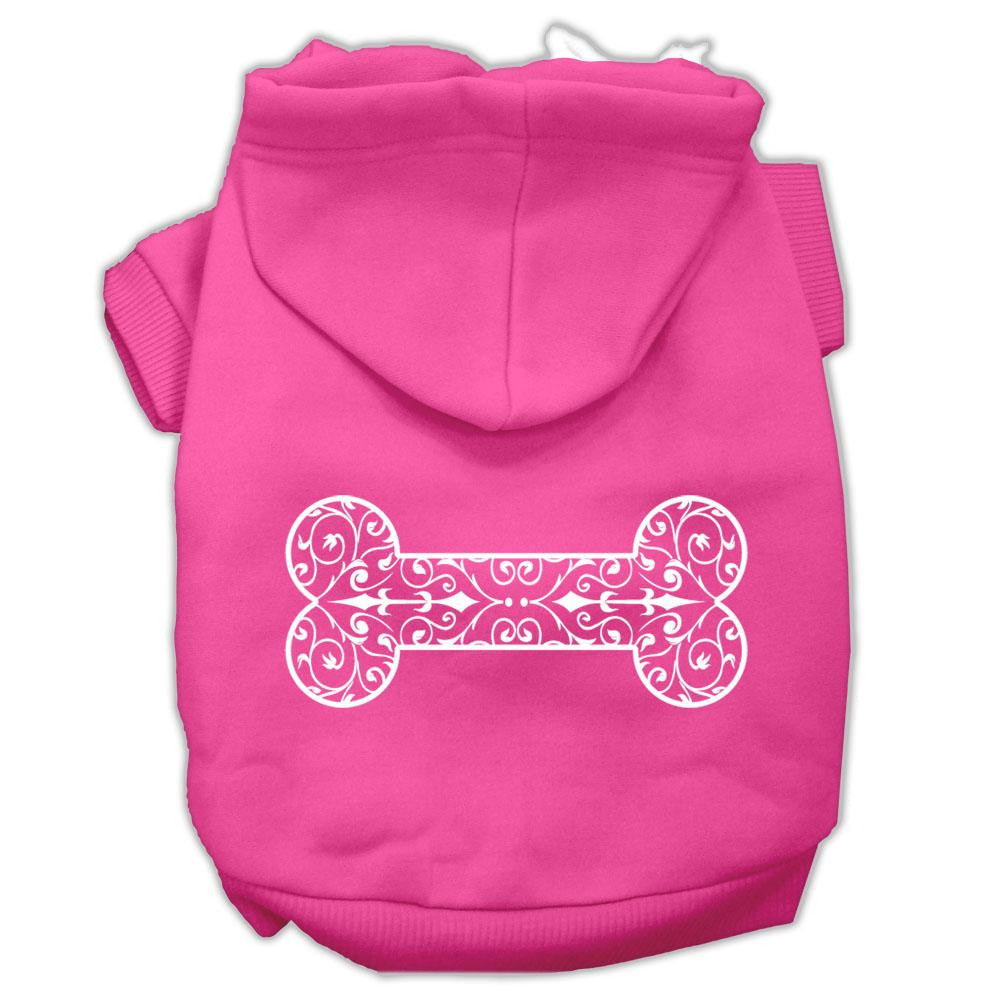 Henna Bone Screen Print Pet Hoodies Bright Pink Size Lg (14)