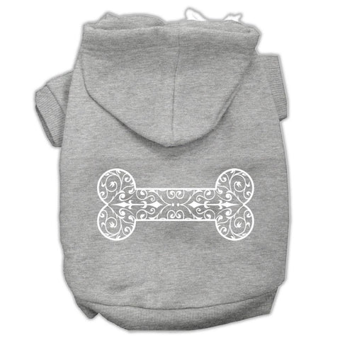 Henna Bone Screen Print Pet Hoodies Grey Size Lg (14)