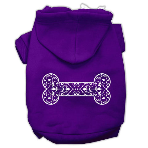 Henna Bone Screen Print Pet Hoodies Purple Size Lg (14)