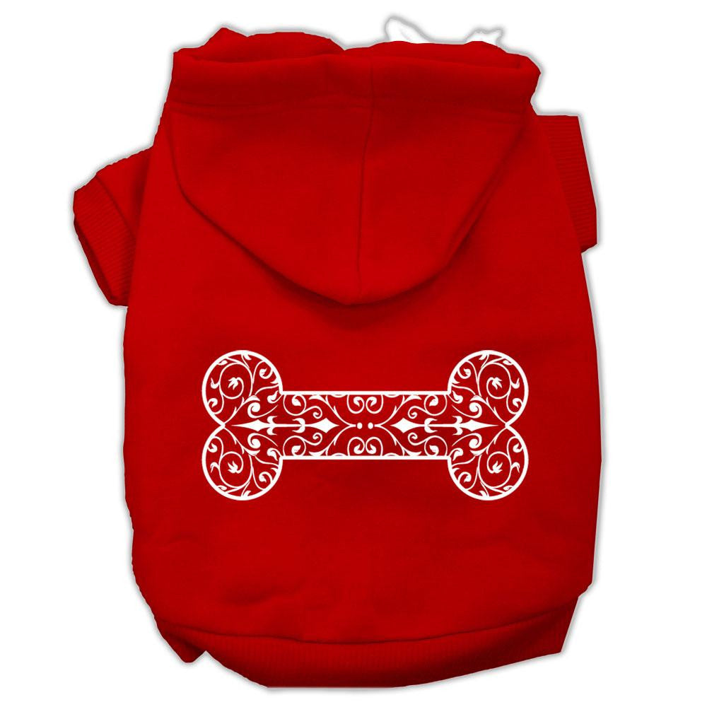 Henna Bone Screen Print Pet Hoodies Red Size Lg (14)