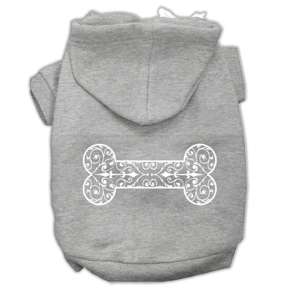 Henna Bone Screen Print Pet Hoodies Grey Size Med (12)