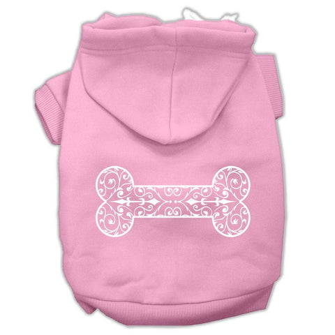 Henna Bone Screen Print Pet Hoodies Light Pink Size XL (16)