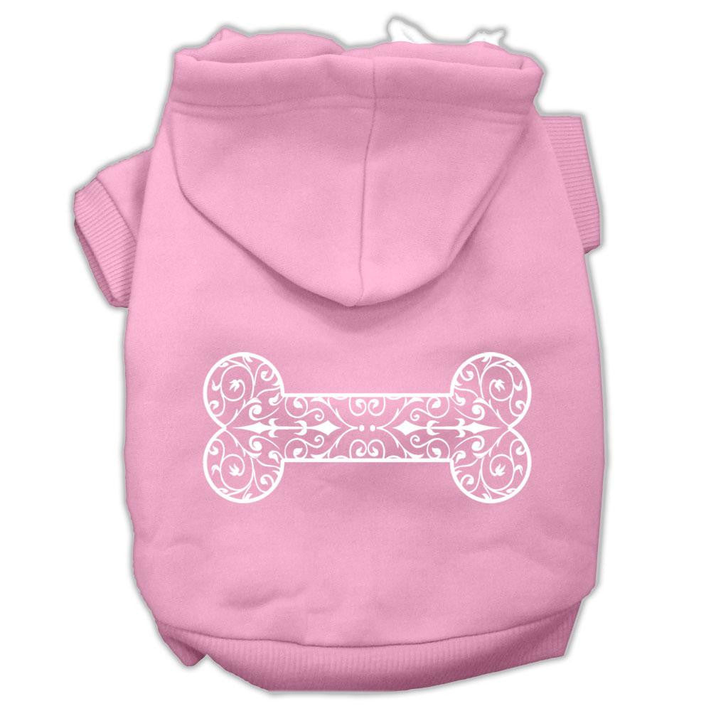 Henna Bone Screen Print Pet Hoodies Light Pink Size XXXL (20)