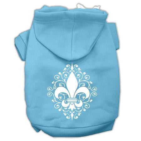 Henna Fleur De Lis Screen Print Pet Hoodies Baby Blue Size Lg (14)