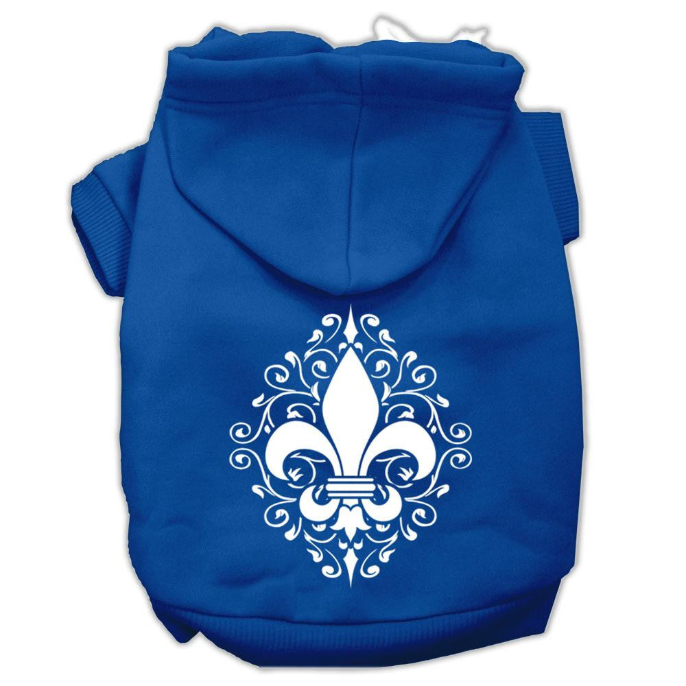 Henna Fleur De Lis Screen Print Pet Hoodies Blue Size Lg (14)