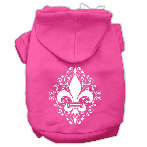 Henna Fleur De Lis Screen Print Pet Hoodies Bright Pink Size Lg (14)