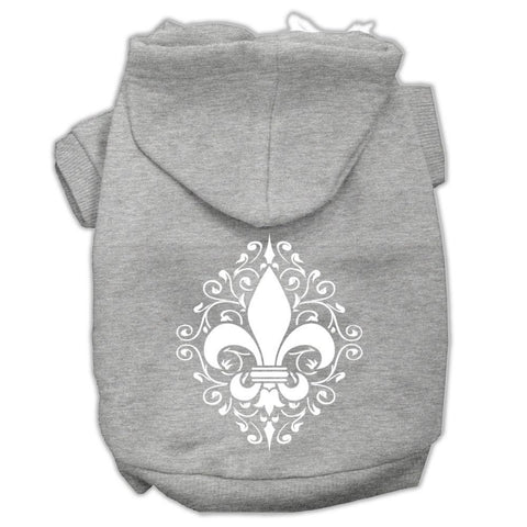 Henna Fleur De Lis Screen Print Pet Hoodies Grey Size Lg (14)