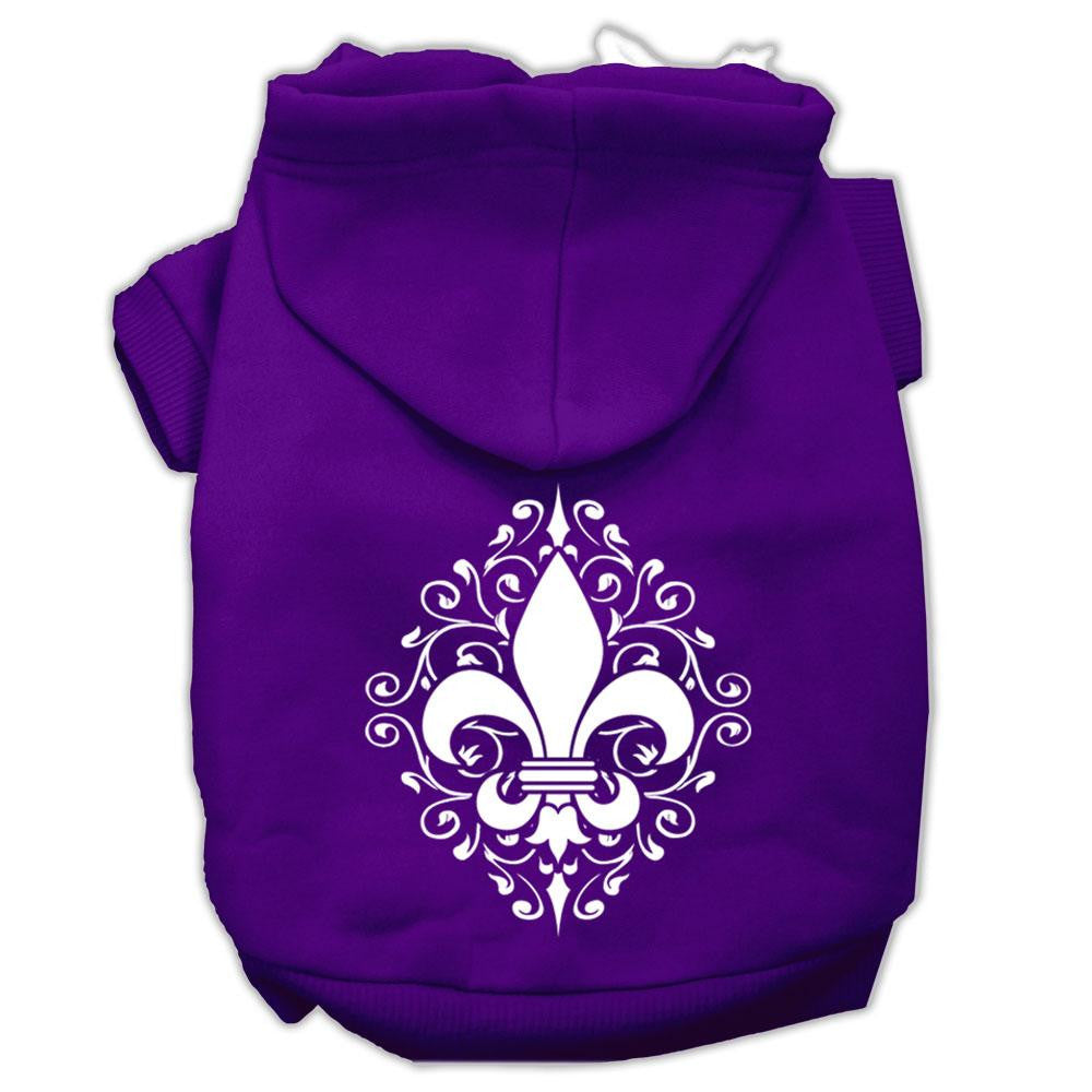 Henna Fleur De Lis Screen Print Pet Hoodies Purple Size Med (12)