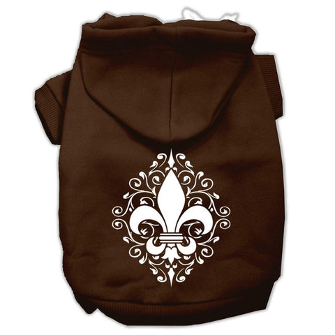 Henna Fleur de Lis Screen Print Pet Hoodies Brown Size Sm (10)