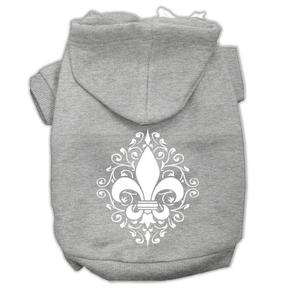 Henna Fleur De Lis Screen Print Pet Hoodies Grey Size Sm (10)