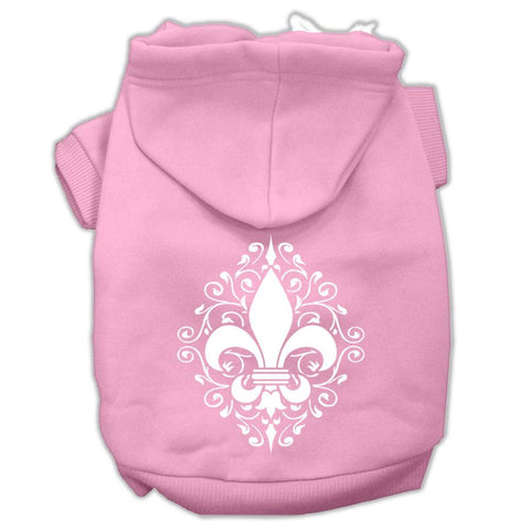 Henna Fleur De Lis Screen Print Pet Hoodies Light Pink Size Xs (8)