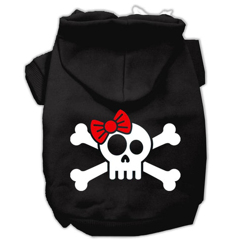 Skull Crossbone Bow Screen Print Pet Hoodies Black Size XS (8)