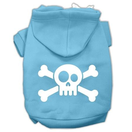 Skull Crossbone Screen Print Pet Hoodies Baby Blue Size Lg (14)