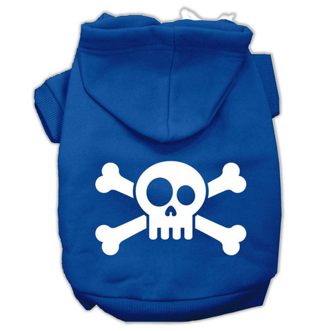 Skull Crossbone Screen Print Pet Hoodies Blue Size Lg (14)