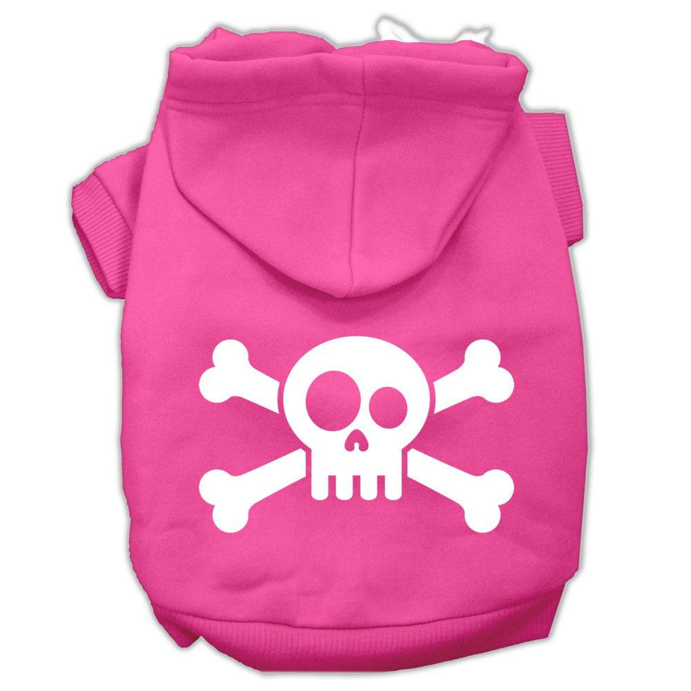 Skull Crossbone Screen Print Pet Hoodies Bright Pink Size Sm (10)