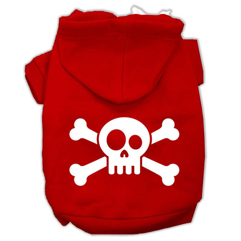 Skull Crossbone Screen Print Pet Hoodies Red Size Sm (10)