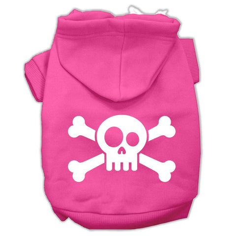 Skull Crossbone Screen Print Pet Hoodies Bright Pink Size XS (8)