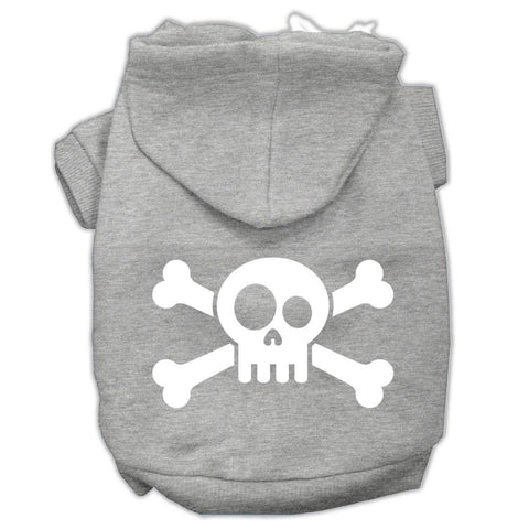 Skull Crossbone Screen Print Pet Hoodies Grey Size Xs (8)