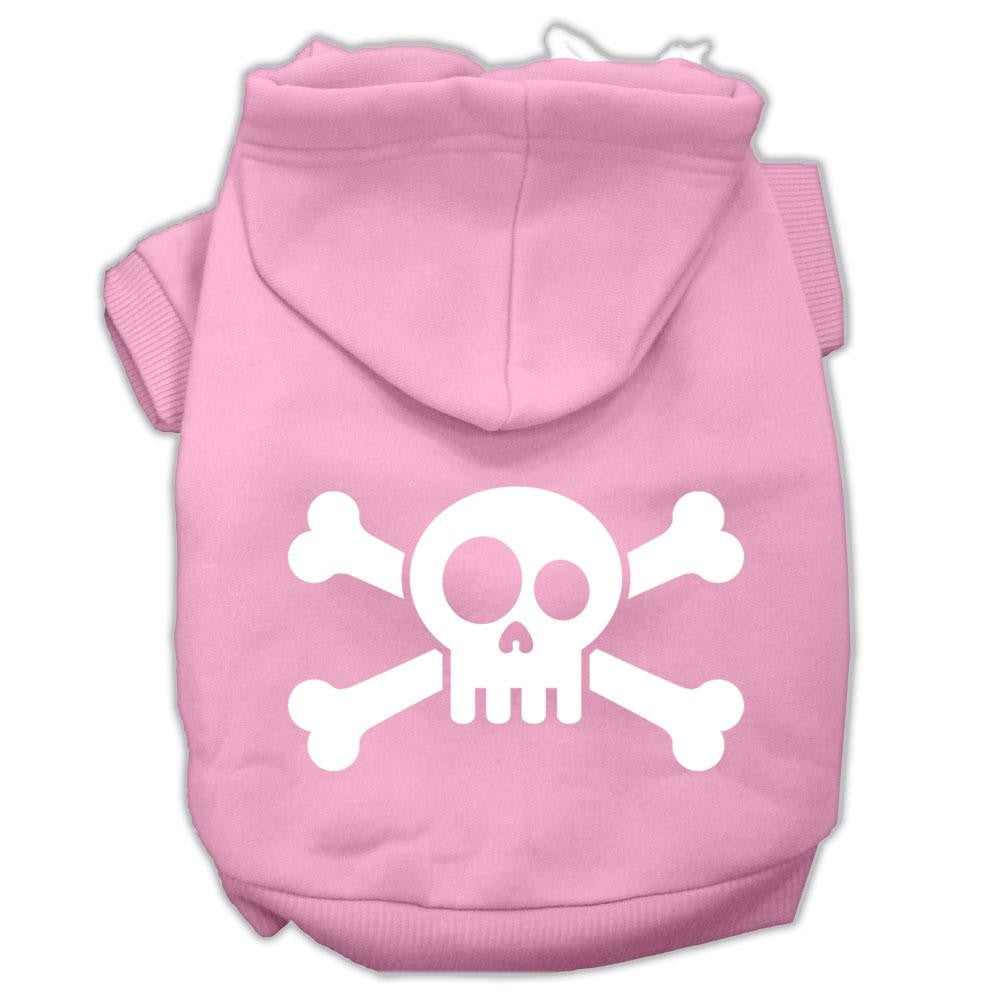 Skull Crossbone Screen Print Pet Hoodies Light Pink Size Xs (8)