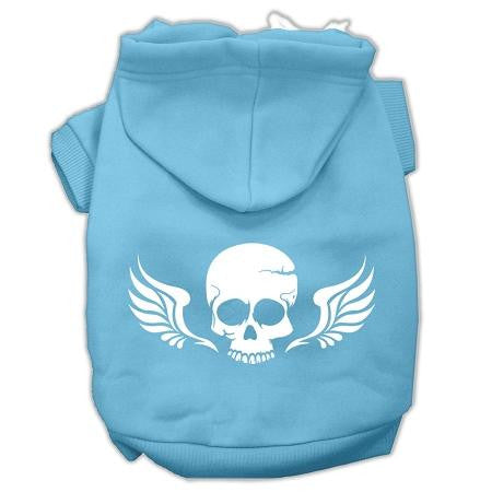 Skull Wings Screen Print Pet Hoodies Baby Blue Size Lg (14)