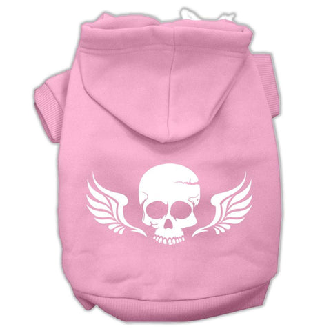 Skull Wings Screen Print Pet Hoodies Light Pink Size Med (12)