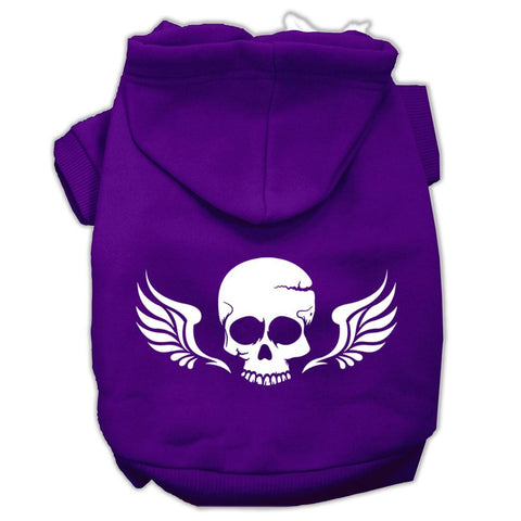 Skull Wings Screen Print Pet Hoodies Purple Size Med (12)