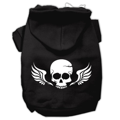 Skull Wings Screen Print Pet Hoodies Black Size XL (16)