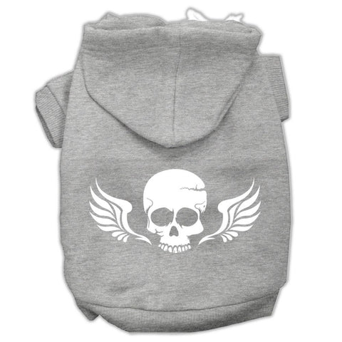 Skull Wings Screen Print Pet Hoodies Grey Size Xl (16)