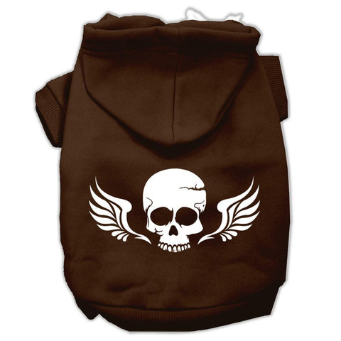 Skull Wings Screen Print Pet Hoodies Brown Size XS (8)