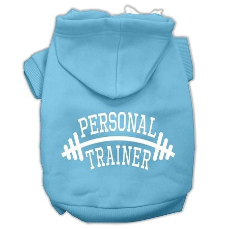 Personal Trainer Screen Print Pet Hoodies Baby Blue Size Xs (8)