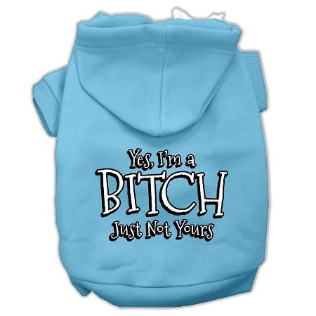 Yes Im A Bitch Just Not Yours Screen Print Pet Hoodies Baby Blue Size Lg (14)