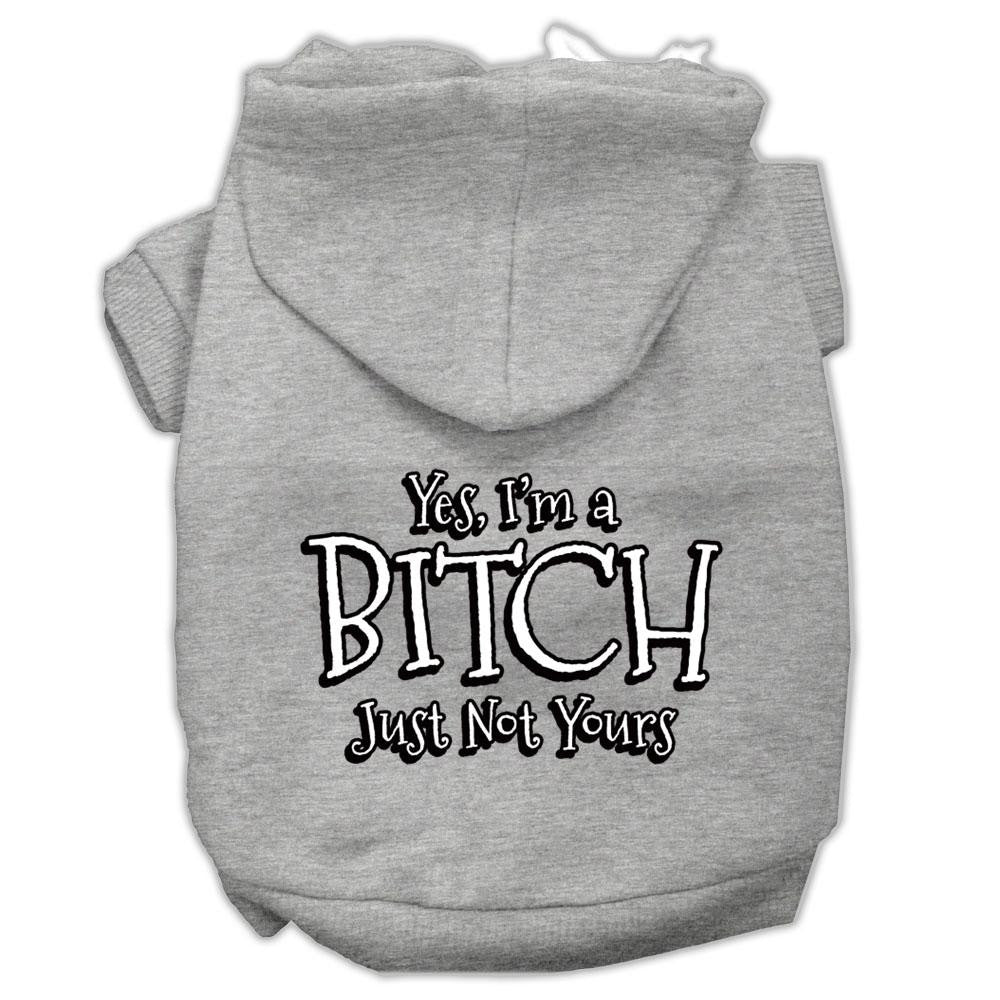 Yes Im A Bitch Just Not Yours Screen Print Pet Hoodies Grey Size Lg (14)