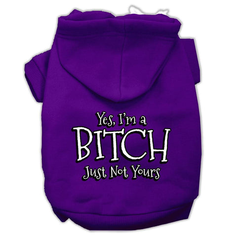 Yes Im a Bitch Just not Yours Screen Print Pet Hoodies Purple Size Lg (14)