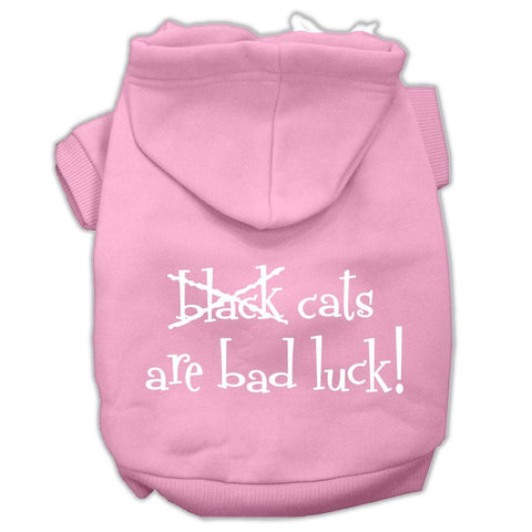 Black Cats Are Bad Luck Screen Print Pet Hoodies Light Pink Size L (14)