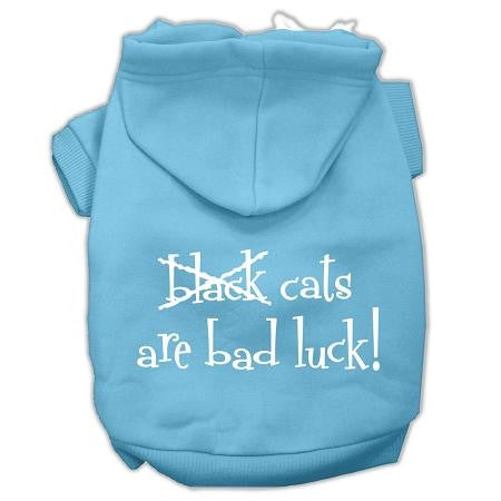 Black Cats Are Bad Luck Screen Print Pet Hoodies Baby Blue Size S (10)