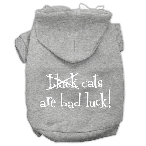 Black Cats Are Bad Luck Screen Print Pet Hoodies Grey Size S (10)