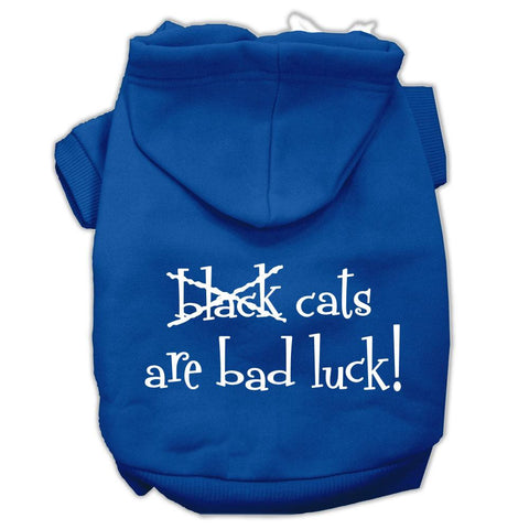 Black Cats are Bad Luck Screen Print Pet Hoodies Blue Size XS (8)