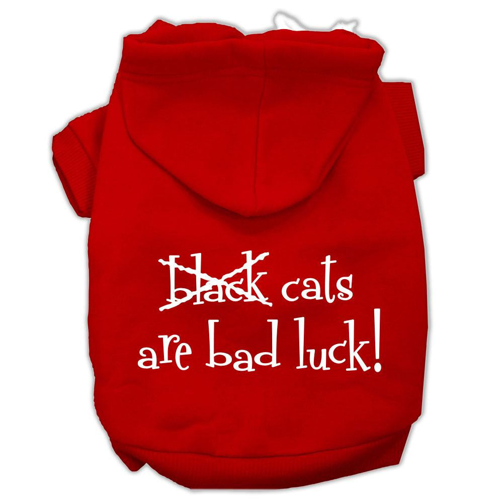 Black Cats are Bad Luck Screen Print Pet Hoodies Red Size XS (8)