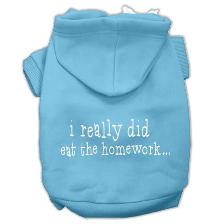 I Really Did Eat The Homework Screen Print Pet Hoodies Baby Blue Size L (14)