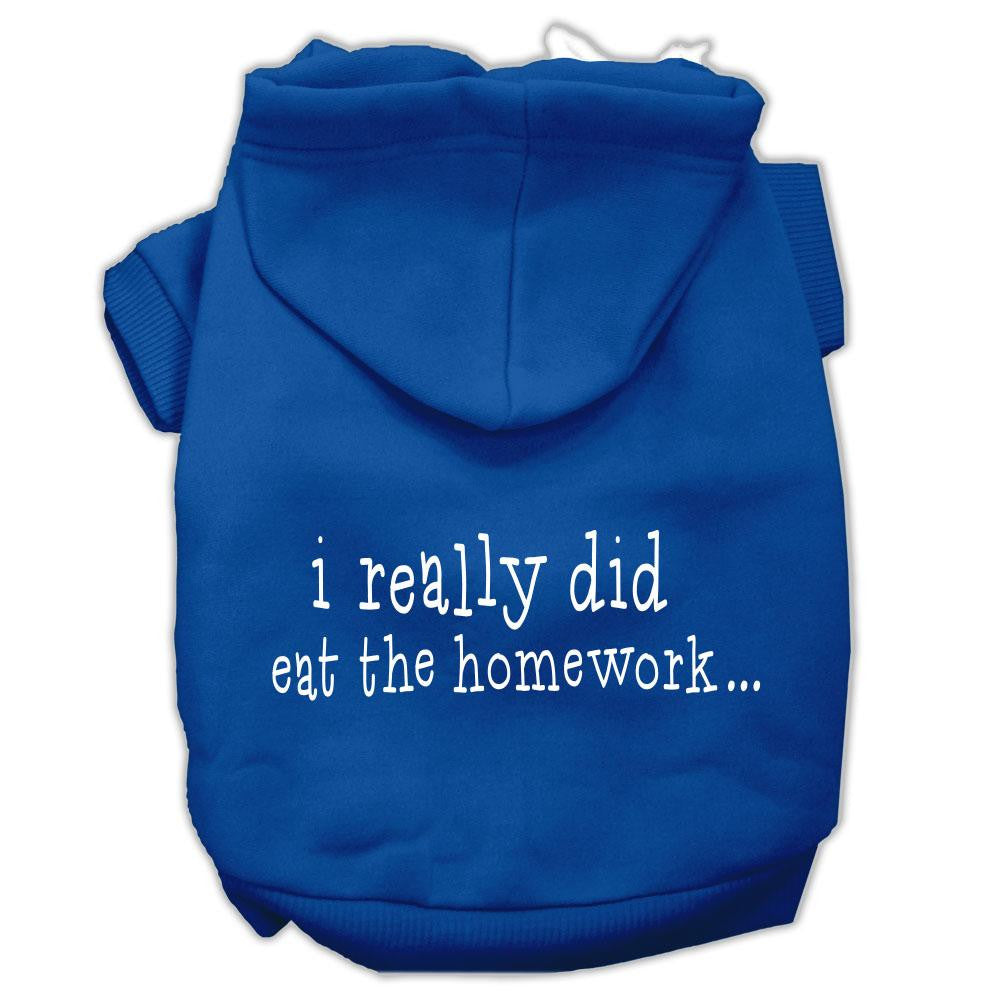 I Really Did Eat The Homework Screen Print Pet Hoodies Blue Size L (14)