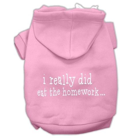 I Really Did Eat The Homework Screen Print Pet Hoodies Light Pink Size L (14)