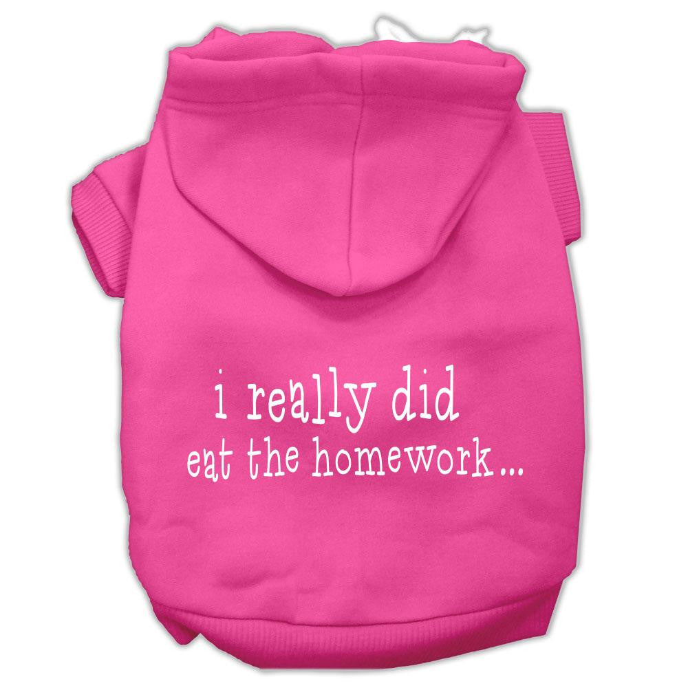 I Really Did Eat The Homework Screen Print Pet Hoodies Bright Pink Size S (10)