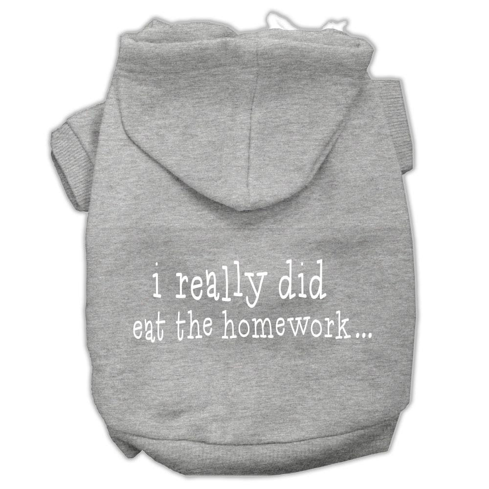 I Really Did Eat The Homework Screen Print Pet Hoodies Grey Size S (10)